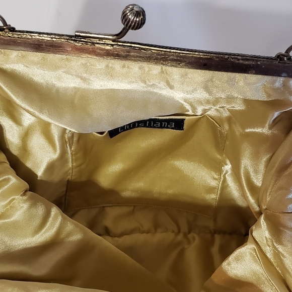 Christiana vintage tapestry shoulder bag beaded kiss lock - Picture 4 of 8